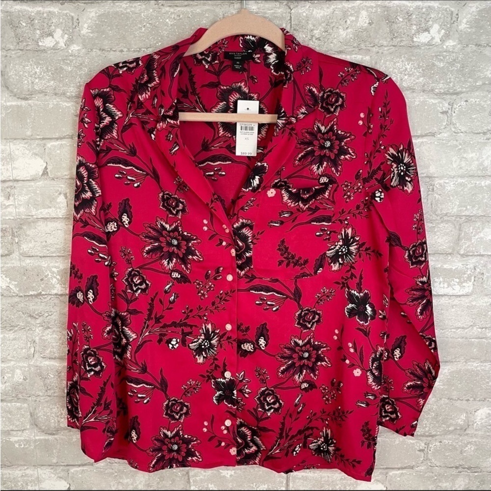 Ann Taylor Pink Floral Sleep Lounge Shirt